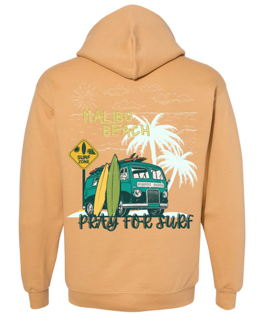 pray for surf hoodie old gold